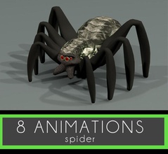 spider 8 animations 3d animal animation arachnid arachnoid automatic character crawly creepy cycle game insects lycosa model rig unity unjosnav walking 3d print model - Mito3D