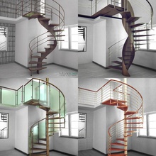 spiral stairs pack 3dsmax architecture design elements escalier escaliers interior model modeluxe structure vray 3d print model - Mito3D