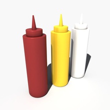 squeeze bottle 3d bistro catsup condiment container diner dining eat food ketchup mayo mayonaise menu model mustard napkin pepper place resource restaurant salt set table 3d print model - Mito3D