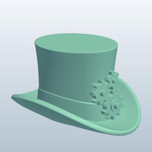 steampunk chapeau haut de forme flair engrenage v1 les engins ensemble l'habillement imprimable lowpoly 3d print model - Mito3D