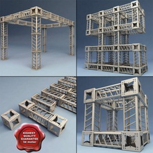 steel truss collection v3 3d molier architecture beam building construct construction elements girder industial max mb metal model parts piece roof stage structure support vray wall 3d print model - Mito3D