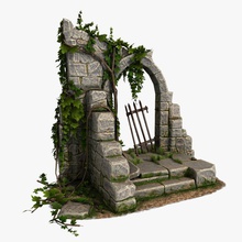 stone arc 3d ancient arched architecture ark castle door elements environments fantasy fortress game gate medieval model outdoor pbr props pryxas ready realtime ruin wall 3d print model - Mito3D