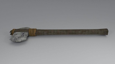 machado de pedra lâmina o corte err corpo-a-corpo modelo primitivo rock ferramenta arma madeira 3d print model - Mito3D