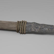 pedra faca lâmina o corte err corpo-a-corpo modelo primitivo rock de ferramenta arma madeira 3d print model - Mito3D