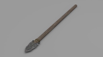 stone spear blade cutting err knife melee model primitive projectile rock tool weapon wood 3d print model - Mito3D