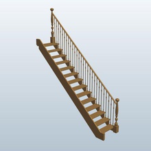 straight stair rightside banisterhoney v1 stairs banister honey architecture printable lowpoly 3d print model - Mito3D