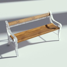 street bench 3d chair furnishings furniture garden metal model outdoor parking renderee wood wooden 3d print model - Mito3D