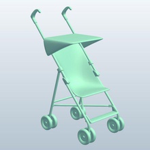 stroller v1 transportation printable lowpoly 3d print model - Mito3D
