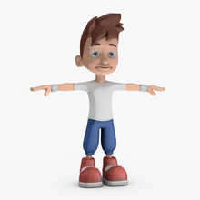 stilize erkek - leopold 3d animasyon boot çocuk çizgi film karakter sevimli çocuklar saç baş hipp insan junior adam model shortfilm wemg genç 3d print model - Mito3D