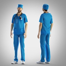 chirurgien costume - fixe caractère vêtements médecin correctif les gars l'hôpital de l'homme bas sexe masculin médicaux la médecine modèle l'infirmière tenue personnes pis88 poly le chirurgie 3d print model - Mito3D
