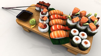 sushi chopsticks dinner dish fish food japan japanese kitchen ln861130156 lunch meal meat model oriental party plated restaurant rice seafood tuna vegetable 3d print model - Mito3D