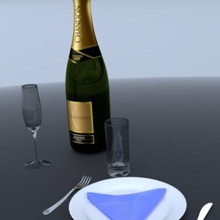 table serving alcohol beverage blender bottle champagne cycle dining fork furnishings furniture glass glassware knife live model plated prismarenders room set silverware tableware ware wine 3d print model - Mito3D