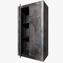 tall metal cupboard 3d abandoned cabinet derelict dirty factory firelight studio furnishings furniture industrial locker model old realistic rusty shelving storage use utility vray wardrobe warehouse 3d print model - Mito3D