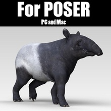 tapir poser 3d-wanderer Tier tragen boar Charakter Dinosaurier Kleid Auge finger horn Beine säugetier Modell Schwein savanna Zähne Hose Stamm wild 3d print model - Mito3D