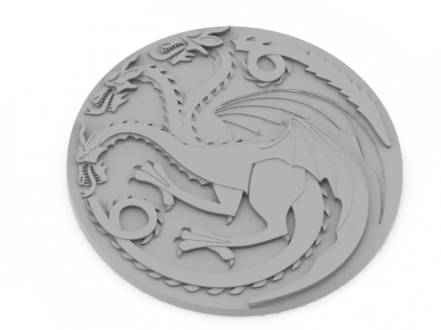 targaryen arması ejderha oyunlar thrones işaret logo 3D print model - Mito3D