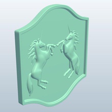 tavern signs two reared unicorns v1 arched displays printable lowpoly 3d print model - Mito3D