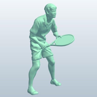 Tennis Figurbereit Position v1 Figur bereit Statuen Büsten druckbar Lowpoly 3d print model - Mito3D