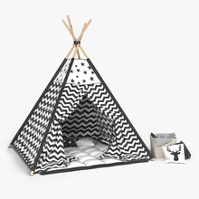 tepee architettura cesto nero il cotone delta di modellazione casa materasso modello playhouse a giocare sala giochi scena farcite la tenda tessile giocattolo bianco wigwam 3d print model - Mito3D