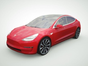 tesla model 3 red 2016 2017 am car eco ecology economy electric european fast game green hybrid lower lowpoly luxury model3 poly prius sedan sport town urban vehicle x 3d print model - Mito3D