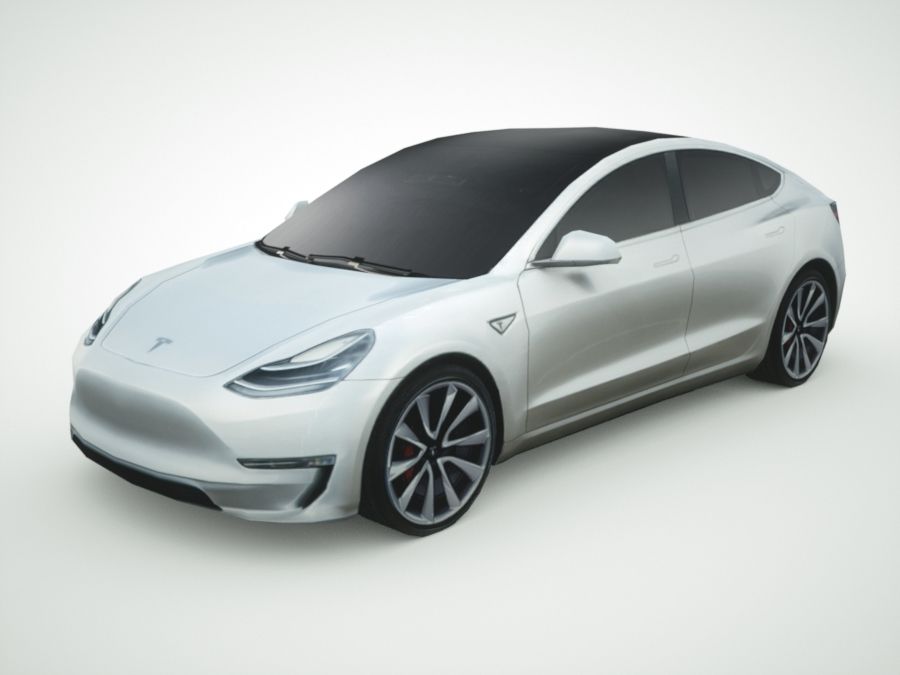 tesla 3 gümüş modeli 2016 2017 am araba eko ekoloji ekonomi elektrik Avrupa hızlı oyun yeşil melez daha düşük lowpoly lüks model model3 poly prius sedan Gümüş spor şehir kentsel araç x 3D print model - Mito3D