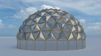 tesselation cupola di vetro 3d architettonici architettura edificio dimensionale fantasia la geometria verde casa intelligence per matematica modello scifi struttura virtuale 3d print model - Mito3D