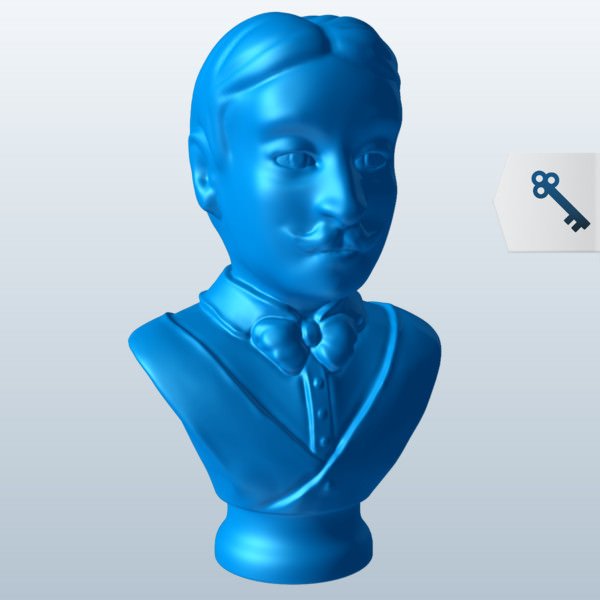 th centurysaloonbarkeep v1 19 século salão barkeep estátuas bustos printable lowpoly estátuas, 3D print model - Mito3D