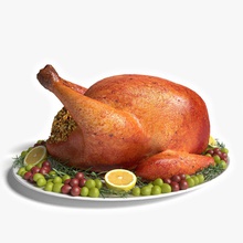 thanksgiving Türkei abramsdesign Tier gebacken wird Vogel Huhn gekocht Abendessen Essen - Traube grün grill Urlaub Zitrone Mittagessen Modell Geflügel braten gefüllt das Erntedankfest 3d print model - Mito3D