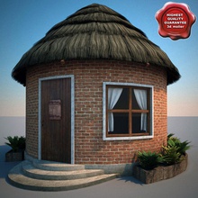 thatch roofed house 3d molier 3ds architecture beach bushes camp hotel hut jungle max model outpost plant realistic roof sea shrubs structure tropic tropical village vray 3d print model - Mito3D
