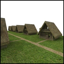 sazdan ev aeche animasyon mimarlık ahır kabin ülke daha düşük model poly çiftlik çatı rustik sahne thatch tatil köy ahşap 3d print model - Mito3D