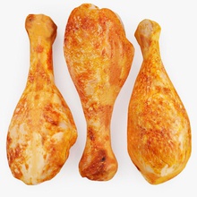 three chicken legs 3d baked barbecue beautifully bird cooked delicious food fry grill max meat model product roast sketch spice studios tasty turkey 3d print model - Mito3D