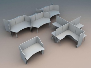 üç masa sepet iş toplama bölücü mobilyalar mobilya iç model modern ofis bölüm oda syol tablo yazma 3d print model - Mito3D