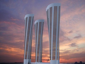 tres torres de la arquitectura edificio comercial complejo alta hotel modelo multi oficina residencial rosa rascacielos plantas estructura torre ytjmodels 3d print model - Mito3D