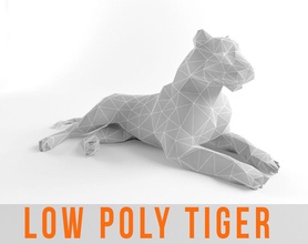 tiger lion low poly mammal wild africa animal lowpoly 3dextra cat cheetah cougar feline leon leonaleopard lioness lower model panter pantera panther puma tigre zoo 3d print model - Mito3D