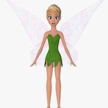 tinker bell corps dessin animé caractère cruggy mignon de l'œil visage fées la fantaisie femelle fleur mouche jeune fille tête feuille lèvre modèle bouche nez personnes bricoleur fée clochette vent femme 3d print model - Mito3D