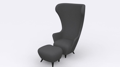 tom dixon wingback chair stool couch designer furnishings furniture interior lounger mental mentalray model polygone visual ray seat sofa 3d print model - Mito3D
