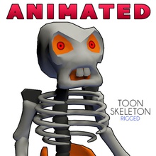 toon squelette truqué 24 animations 3d 3ds l'anatomie animées de l'animation des corps os dessin animé caractère cinéma bande-dessinée la fantaisie jeu l'homme conjointe modèle rig squelettique le crâne système unjosnav 3d print model - Mito3D