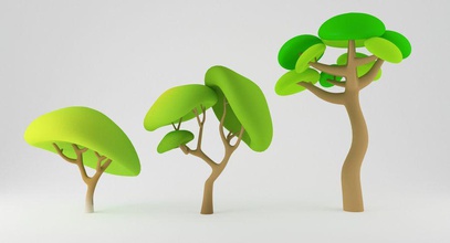 toon arbres dessin animé enfant collection les environnements l'extérieur de la fantaisie forêt jeu vert kiviive lowpoly modèle nature pack paume main le pin l'usine en jouant ensemble l'épinette jouet d'arbre arbre bois 3d print model - Mito3D