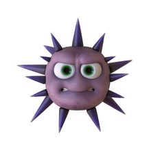 toon vírus monstro bactérias dos desenhos animados o personagem coffca facial fantasia engraçado horn humanos modelo equipamento rodada cravado 3d print model - Mito3D