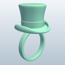 top hat v1 ring jewelry printable lowpoly 3d print model - Mito3D