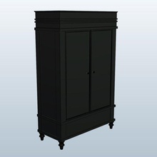 traditionnelle armoireebony v1 traditionnel armoire de rangement l'ébène le mobilier imprimable lowpoly 3d print model - Mito3D