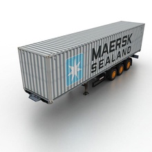 trailer maersk container box car cargo city game hauler heavy industrial logistics lower lowpoly model poly ready semi shipping taurus x traffic transport truck vehicle 3d print model - Mito3D
