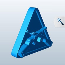 triangle guns crossed center v1 lapel pin apparel printable lowpoly 3d print model - Mito3D