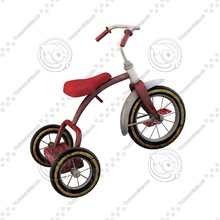 tricycle active bicycle bike dimair fun isolate learned model old pedals recreation red retro riding rubber safety three toy trike vehicle wheel white 3d print model - Mito3D