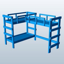 triplo loft cama v1 a móveis printable lowpoly 3d print model - Mito3D