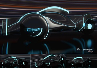 tron concept car bw de carro cicle conceito futuro futurizm krasowski luz modelo sci fi gratuito scifi swap tri do veículo 3d print model - Mito3D
