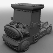 truck aged camion car comic drive industrial kabeltelevizio lorry machine model punk screw small steampunk unreal van vehicle victorian wheel 3d print model - Mito3D