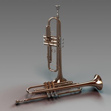 trumpet aeche blown brass instrument model music musical 3d print model - Mito3D