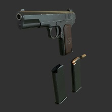 tt pistol dotexec gun handgun lowpoly pbr pistol sidearm soviet tt tt33 ussr ww2 wwii 3d print model - Mito3D
