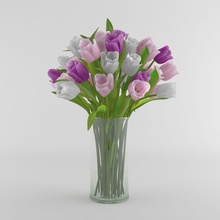 tulip fiori vaso di vetro la decorazione fixcode84 fiore mobili casa modello pianta piccola albero il 3d print model - Mito3D