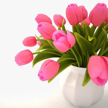 ramo de tulipanes color rosa 3d 3ds flores bud la flor jardín hoja max modelo nardid pétalo planta realista rojo tulipán vray 3d print model - Mito3D